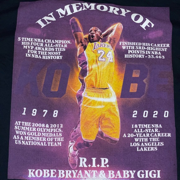 💥KOBE & GIANNA M. BRYANT ‘In Memory of’ double sided Graphic Tee 💥COLLECTORS💥 - Picture 3 of 6